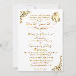 Virgen María Católica Sepia Boda Invitación