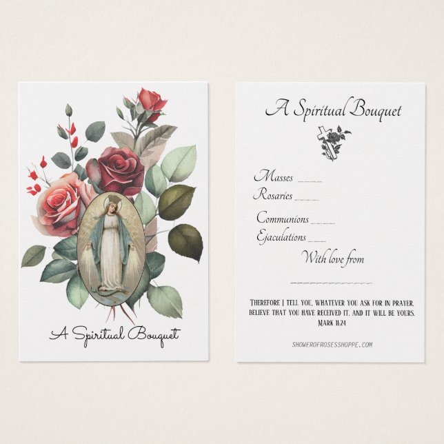 Virgen María Espiritual Bouquet Oración Santa Tarj (Anverso y reverso)