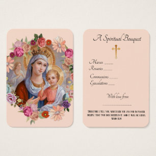 Virgen María Espiritual Bouquet Oración Santa Tarj