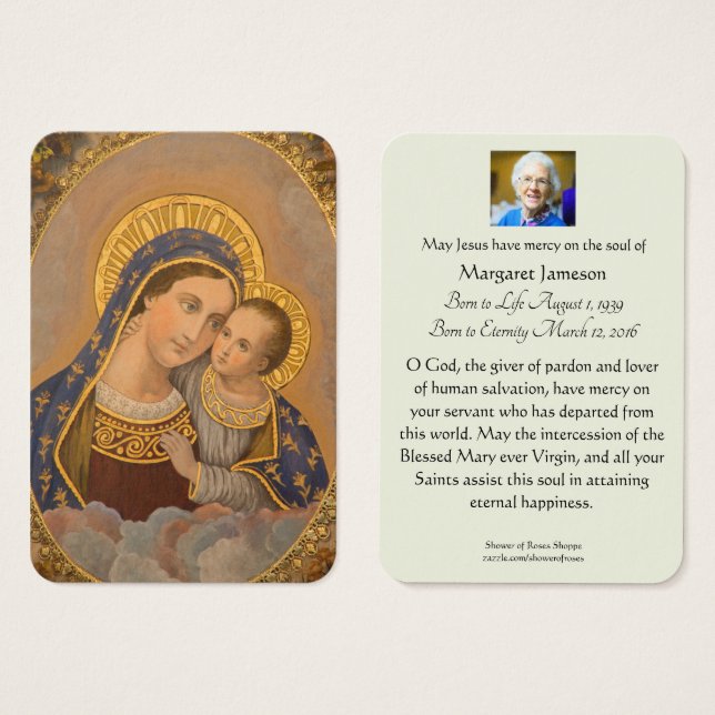 Virgen María Jesús Buen Abogado Funeral Religioso (Anverso y reverso)