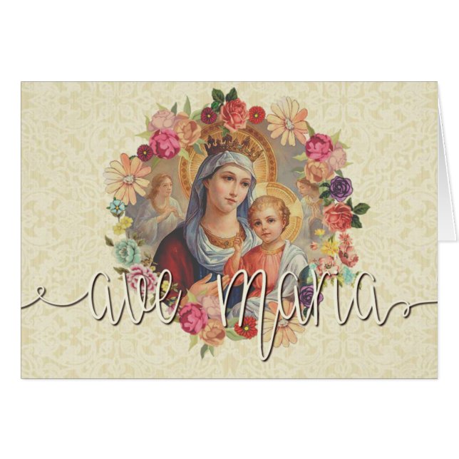 Virgen María Jesús Lace Ave Maria Overlay (Anverso (Horizontal))