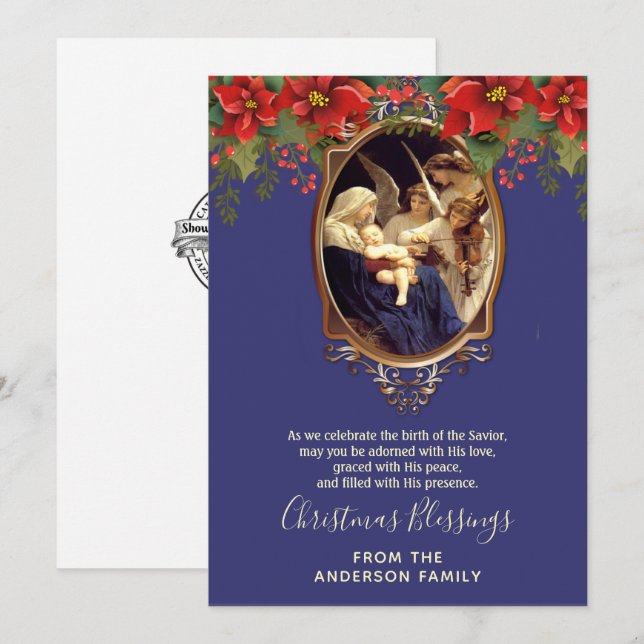 Virgen María Jesús Navidad Religiosa Vintage  (Anverso / Reverso)