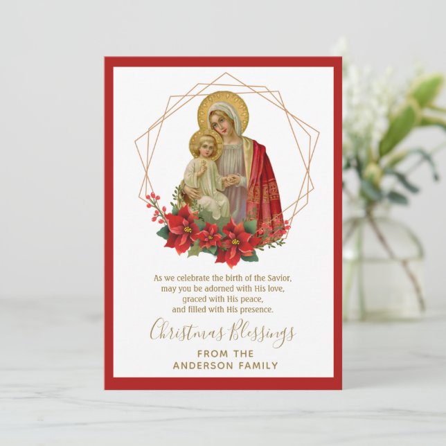 Virgen María Jesús Navidad Religiosa Vintage  (Anverso de pie)