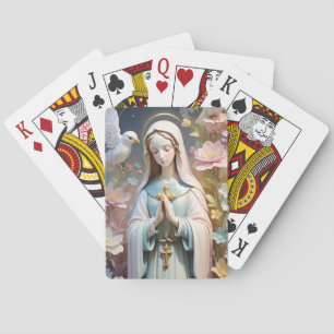 Virgen María jugando cartas, cartas de póker