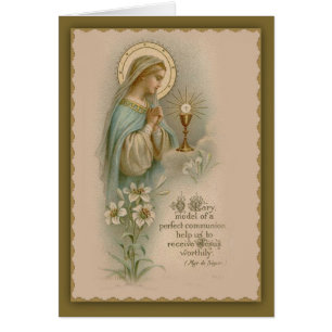 Virgen María Madonna adorando a la Eucaristía