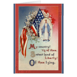 Virgen María patriótico de la bandera americana