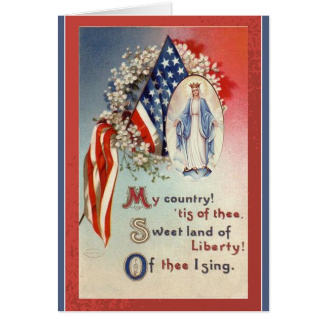 Virgen María patriótico de la bandera americana (Frente)