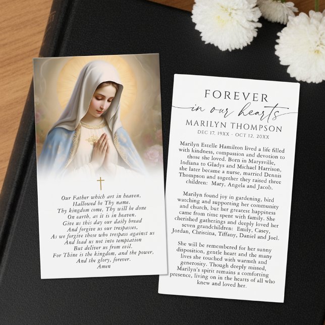 Virgen María Tarjeta de oración fúnebre del Padren (Subido por el creador)
