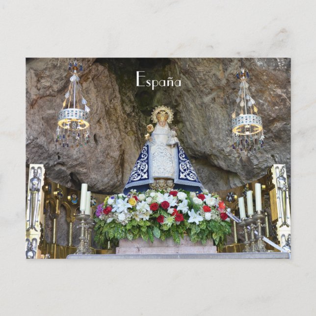 Virgen postal de Covadonga en Asturias, España (Anverso)