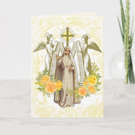 Virgen Religiosa María Fatima Vintage Tarjeta Flor
