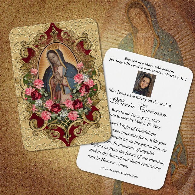 Virgen Religiosa María Guadalupe Funeral Católico (TRADITIONAL CATHOLIC OUR LADY OF GUADALUPE FUNERAL PRAYER CARDS)