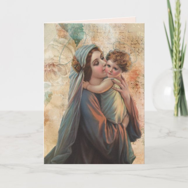 Virgen Religiosa María Jesús Tarjeta Vintage Catól (Anverso)