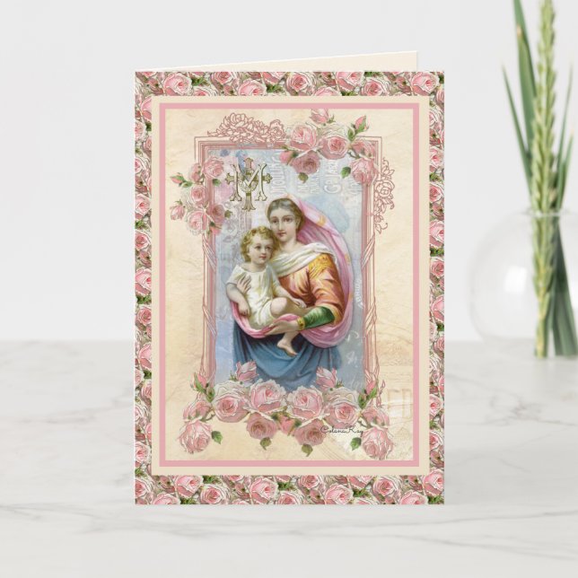 Virgen Religiosa María Jesús Tarjeta Vintage Catól (Anverso)