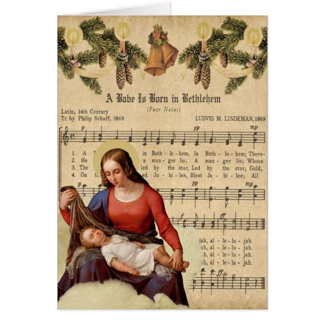 Virgen religiosa Vintage María Jesús Música (Frente)