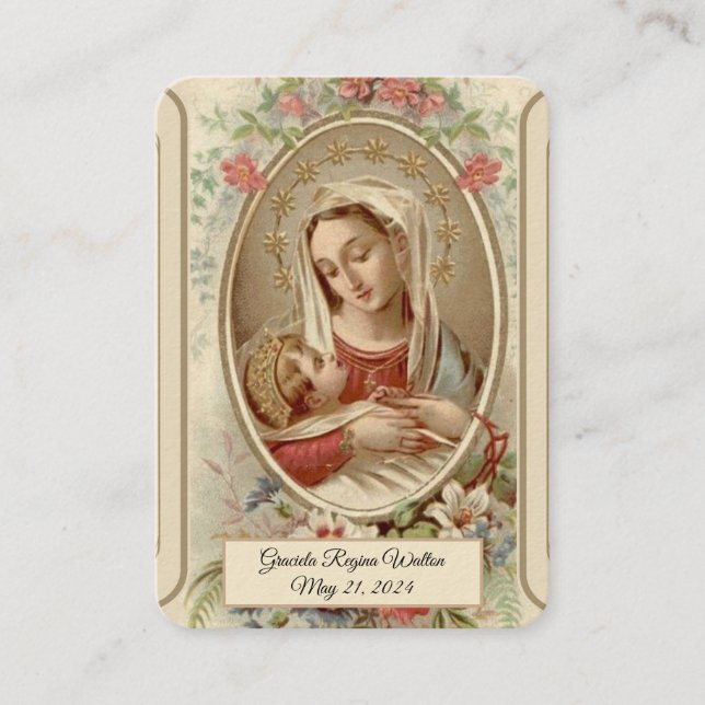 Virgin Mary Baptism Recuerde la tarjeta sagrada (Anverso)