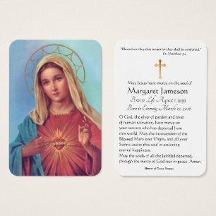 Virgin Mary Catholic Funeral Memorial Holy Card -