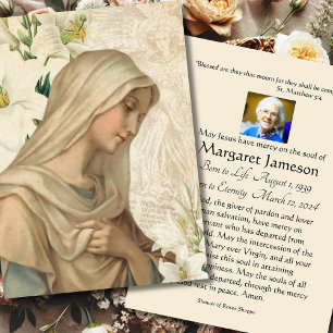 Virgin Mary Catholic Funeral Memorial Holy Card -