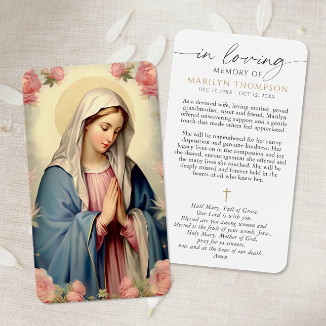 Virgin Mary Cross Sympathy Prayer Card (Subido por el creador)