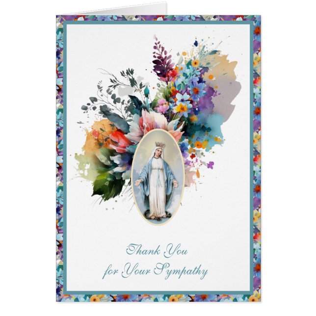Virgin Mary Floral  Religious Funeral Condolence (Frente)