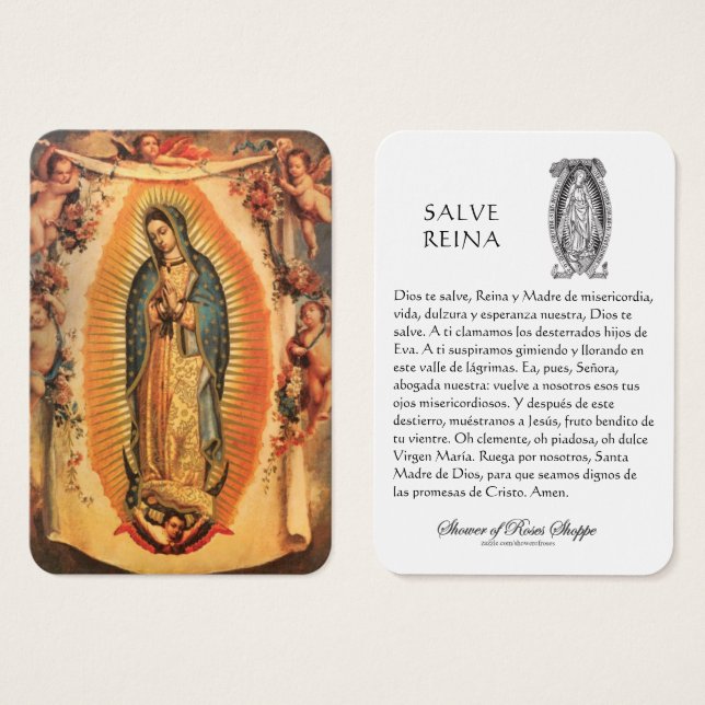 Virgin Mary Salve Reina Oración Española Tarjeta S (Anverso y reverso)
