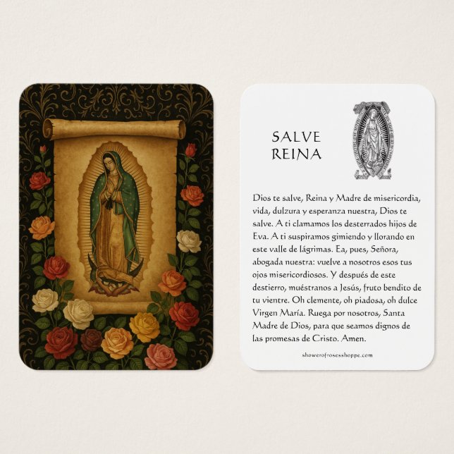 Virgin Mary Salve Reina Spanish Prayer Holy Card (Anverso y reverso)