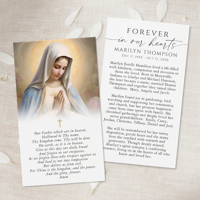 Virgin Mary The Lord's Prayer Funeral Prayer Card (Subido por el creador)