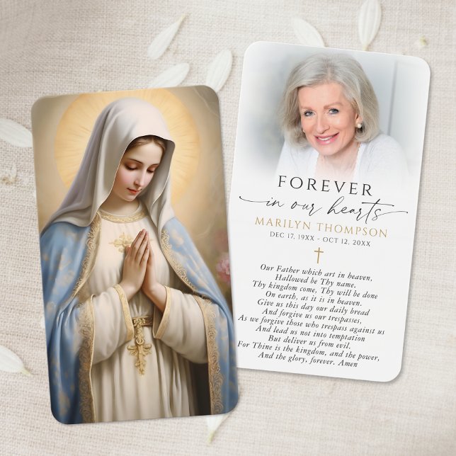Virgin Mary The Lord's Prayer Photo Sympathy Card (Subido por el creador)