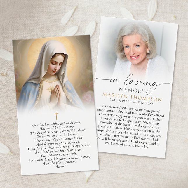 Virgin Mary The Lord's Prayer Sympathy Card (Subido por el creador)