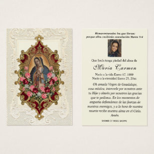 Virgin México Guadalupe Oración Funeral Española