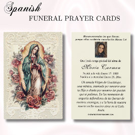 Virgin México Guadalupe Oración Funeral Española