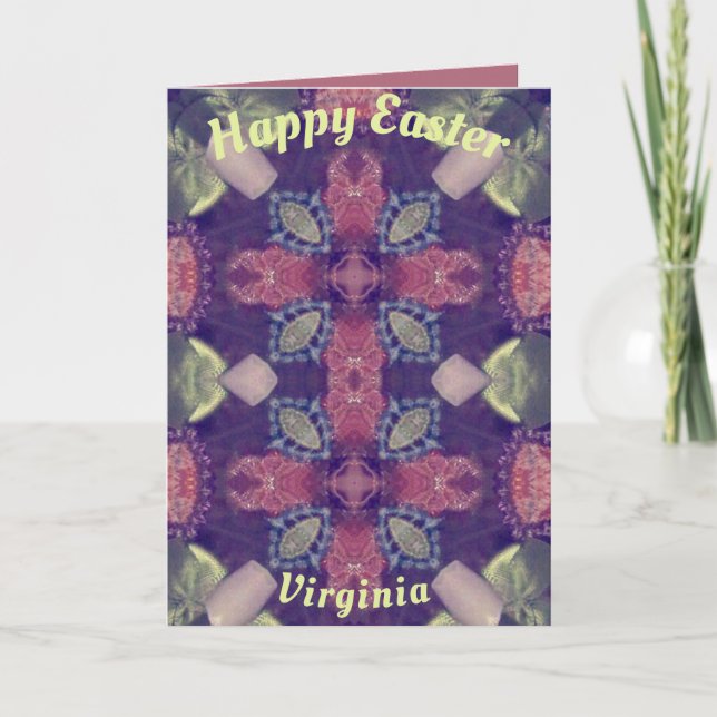 VIRGINIA ~ Patrón de tarjetas de Pascua ~ Verde Pú (Anverso)