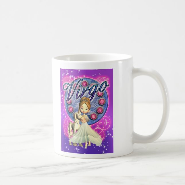 Virgo de la taza del zodiaco con unicornio y (Derecha)