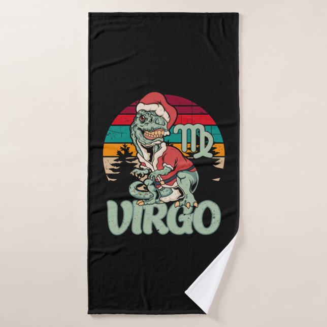 Virgo Navidades Dinosaur Tree Rex Funny Xmas Regal (Toalla de baño)