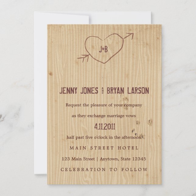 Viruta con la invitación de la boda del corazón (Anverso)
