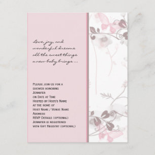 Visiones de mariposas en invitación rosa de Baby S