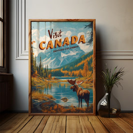 Visita a Canadá Moose Poster - Arte de Viajes de é