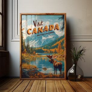 Visita a Canadá Moose Poster - Arte de Viajes de é