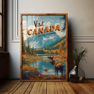 Visita a Canadá Moose Poster - Arte de Viajes de é