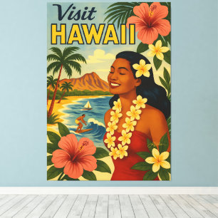 Visita a Hawái de mediados de siglo Arte turístico