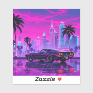 Visita a la ciudad de Neon con coche no 1 Pegatina