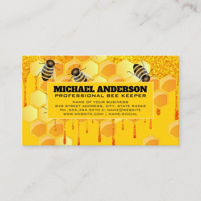 Visita Abejas de miel | Tarjeta de presentación de miel d (Anverso)