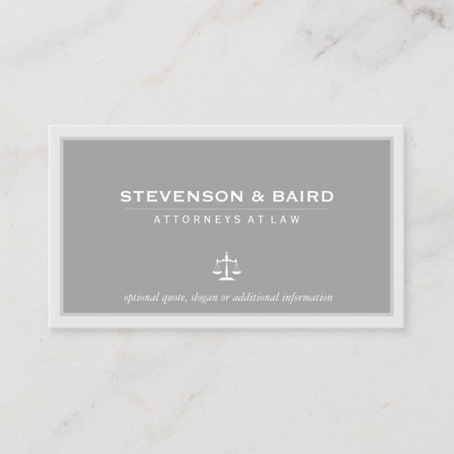 Visita Abogado Elegante Tarjeta de Negocios Gris (Anverso)