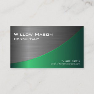 Visita Acero inoxidable verde negro curvado, tarjeta de