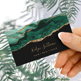 Visita Agante verde esmeralda en tarjeta de negocios negr