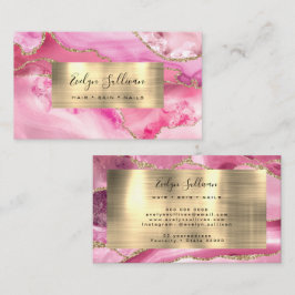 Visita ágata rosa y tarjeta de Relieve metalizado dorado