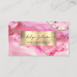 Visita ágata rosa y tarjeta de Relieve metalizado dorado