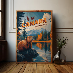 Visita al Poster de castores de Canadá - Arte de v