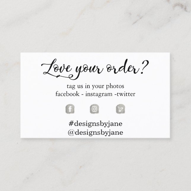 Visita Amar tu pedido Pequeña tarjeta de inserción de ped (Anverso)