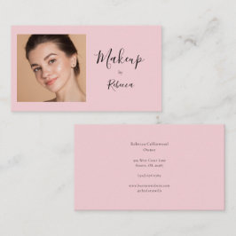 Visita Artista de Maquillaje Foto Moderna Tarjeta Rosa