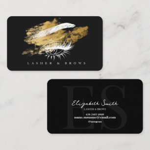 Visita Artista de maquillaje moderna Black Gold Tarjeta d